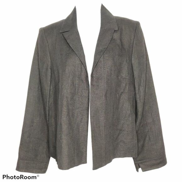 Harve Benard Linen Blazer Black Sz 10 Fully Lined - Picture 1 of 4